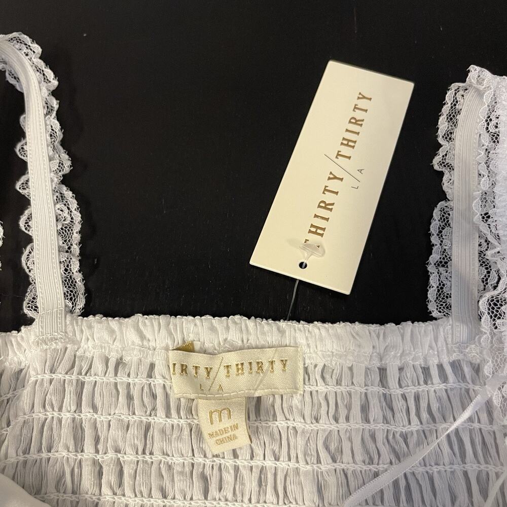 Thirty Thirty White Corset Top Coquette Milkmaid Cottagecore Romantic Size M - Picture 4 of 11